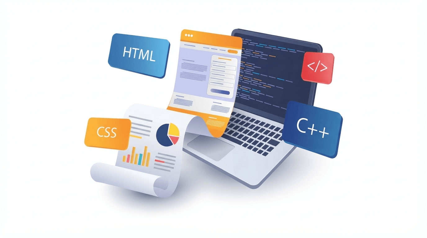 Illustration of web and code technologies