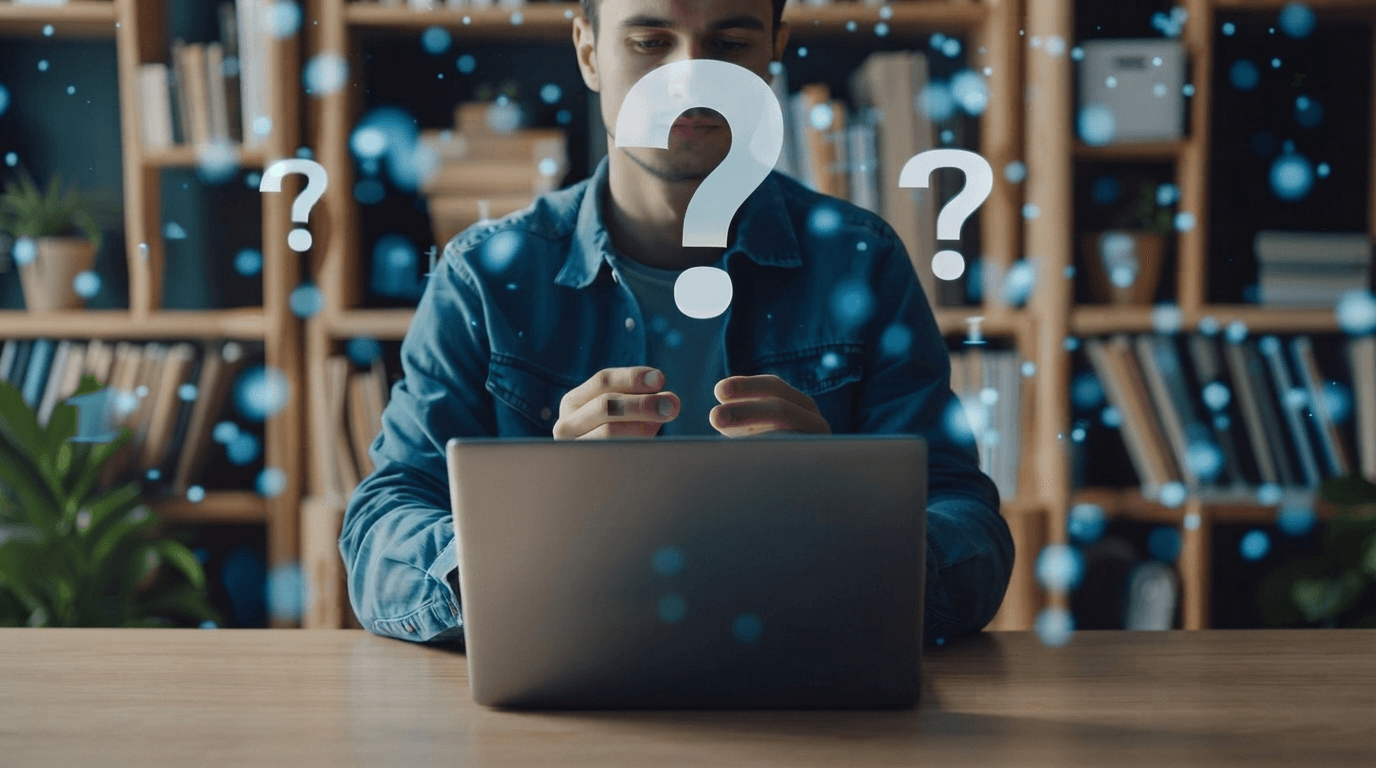 A person at a laptop weighing their technology options